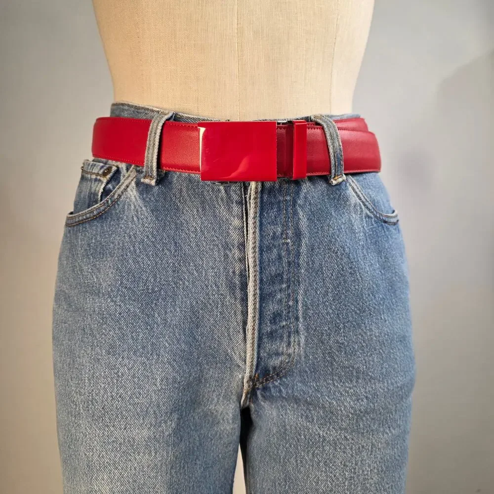 Red Leather Slider Belt